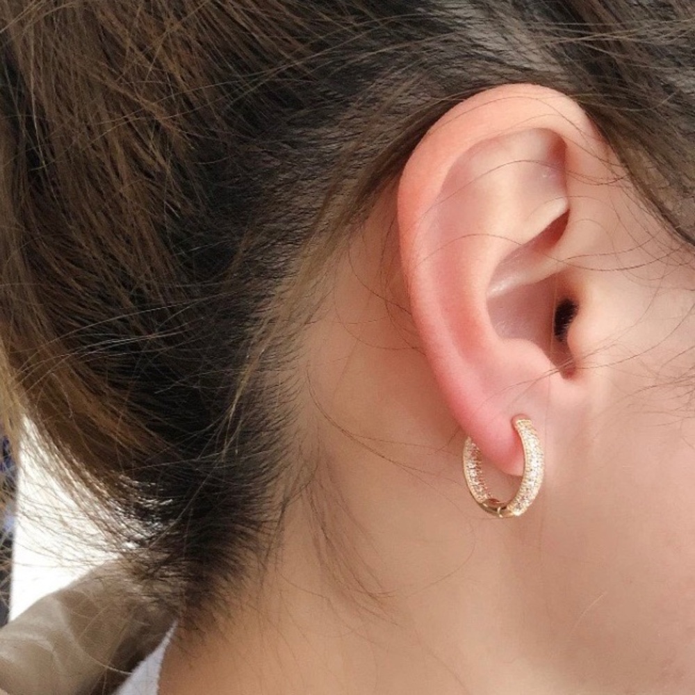 NEW 18K ROSE GOLD HOOP EARRINGS - Picture 2 of 8